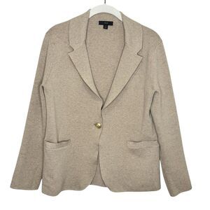 J.Crew Sweater Blazer Womens Small Beige Knit One Button Pockets AW687 Jacket